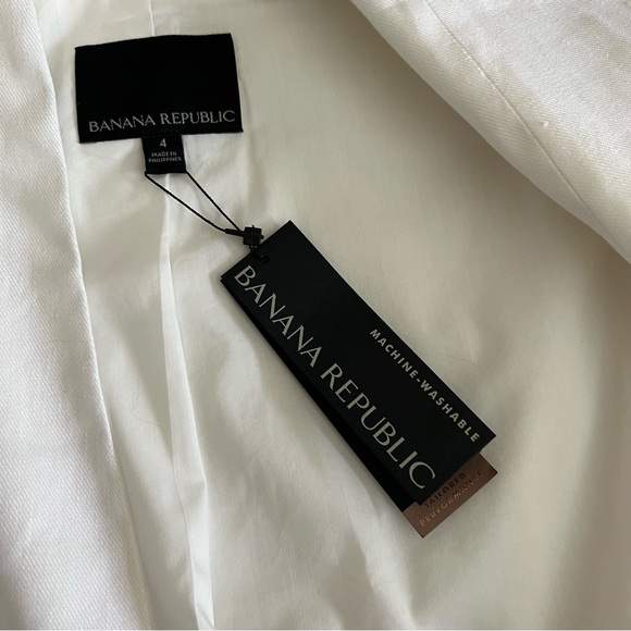 NWT Banana Republic WHITE COLLARLESS LINEN-COTTON BLAZER, size 4 - Picture 14 of 16